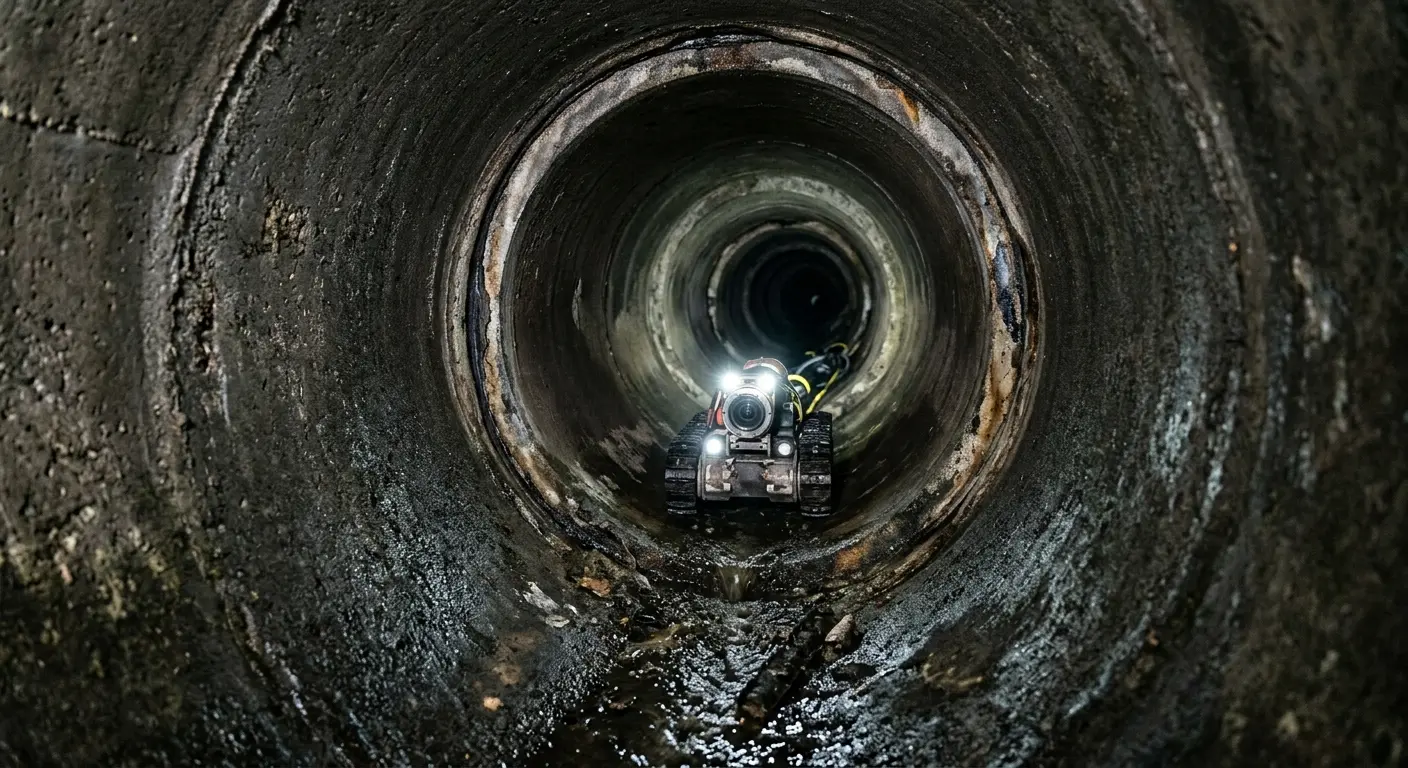 Robotic sewer camera inspecting pipe interior for Sewer Line Cleaning in June Park